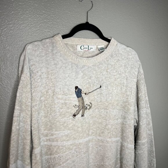 Cypress Links Golf Wear‎ Vintage Embroidered Sweater Mens Size XL Knit Neutral - Picture 4 of 6